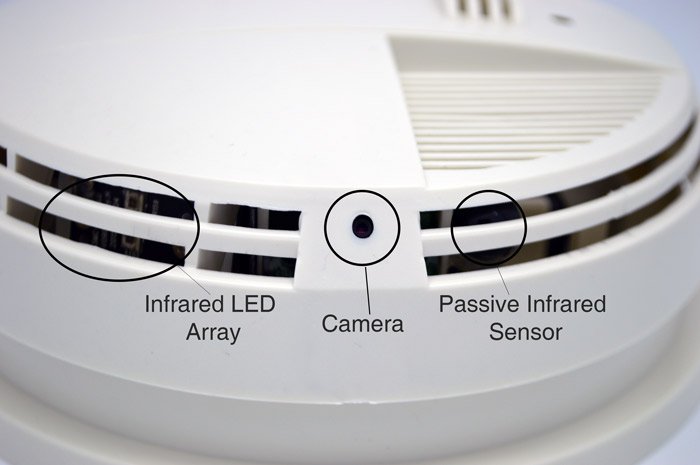 Zone Shield 4K Night Vision Smoke Detector DVR Side View